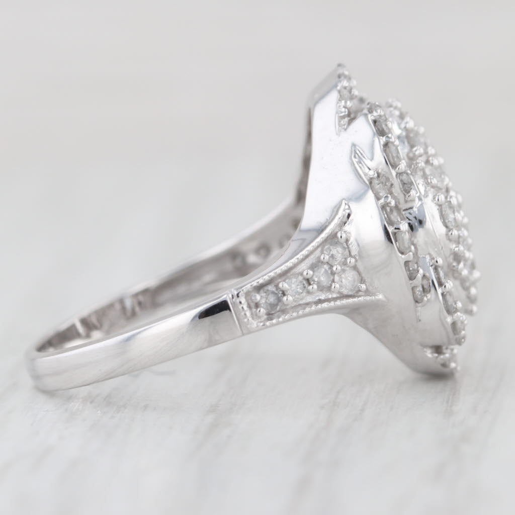 0.84ctw Diamond Cluster Flower Ring 10k White Gold Size 7