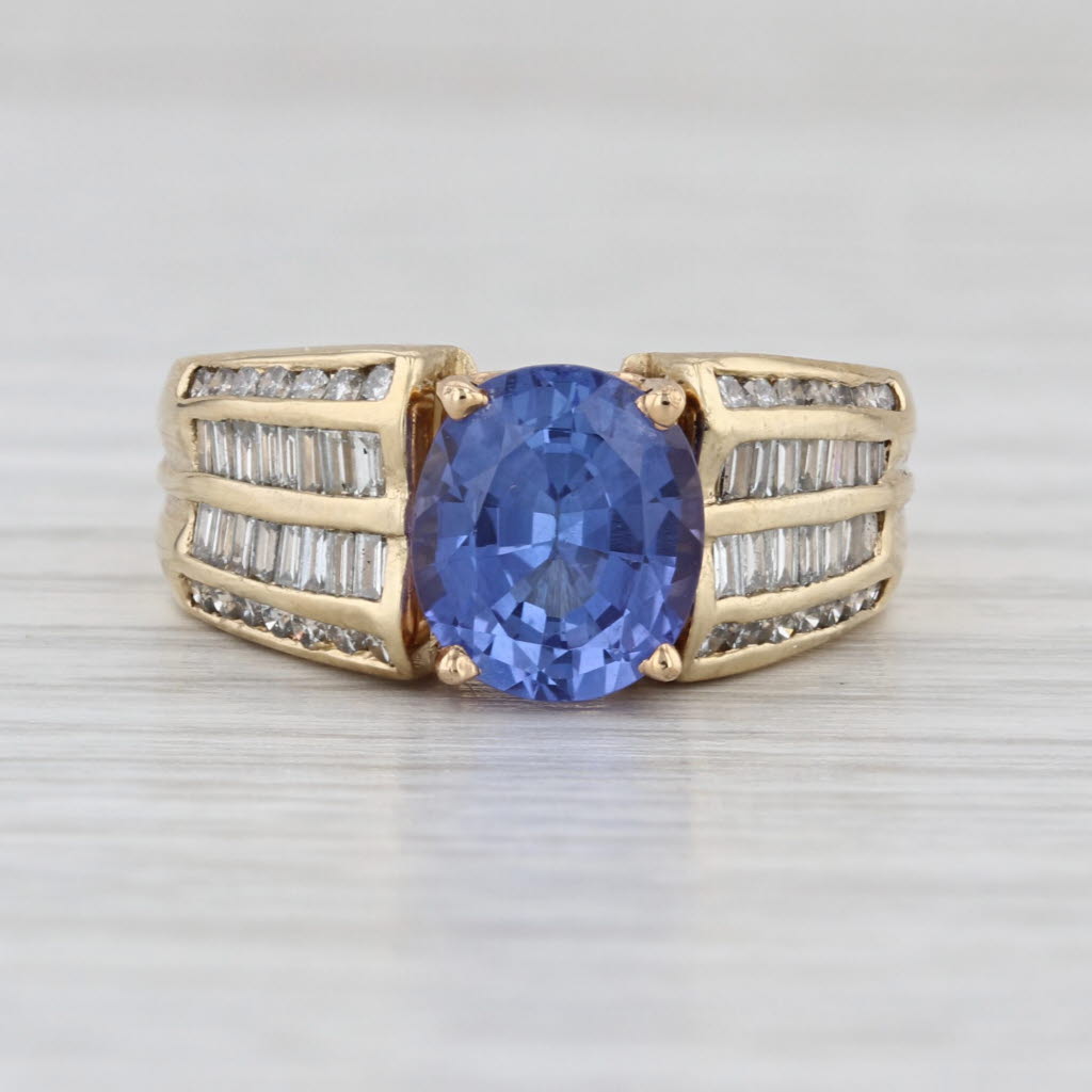 2.86ctw Oval Tanzanite Diamond Ring 14k Yellow Gold Size 6