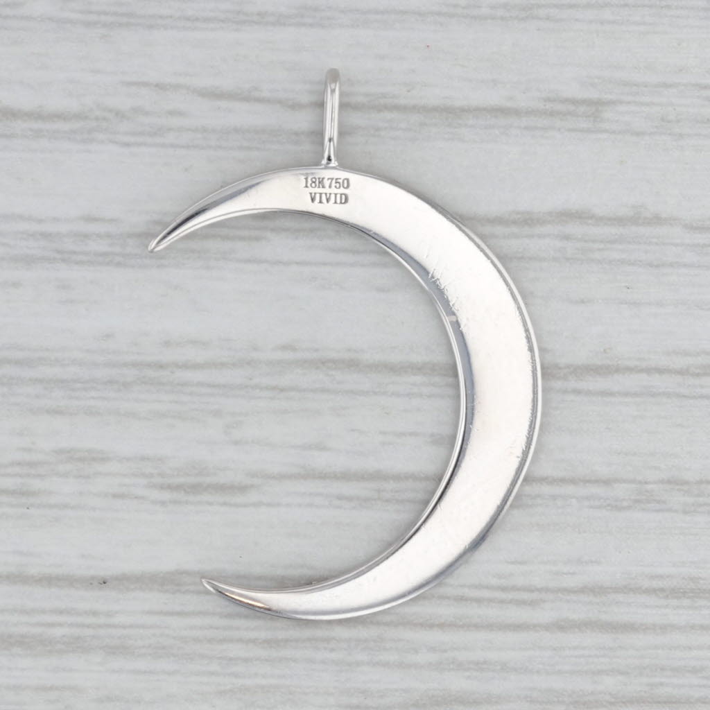 0.23ctw Diamond Encrusted Crescent Moon Pendant 18k White Gold