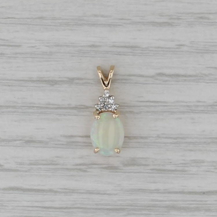 Opal Diamond Teardrop Pendant 14k Yellow Gold