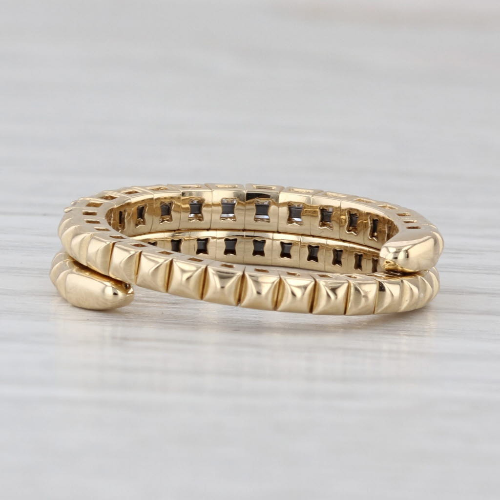 0.50ctw Diamond Wrap Coiled Band Bypass Ring 14k Gold Flexible Size Stackable
