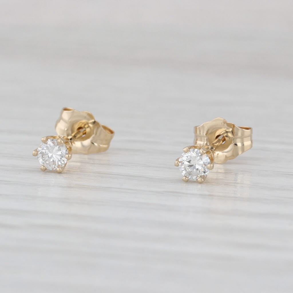 0.20ctw Diamond Stud Earrings 14k Yellow Gold Round Solitaire Studs