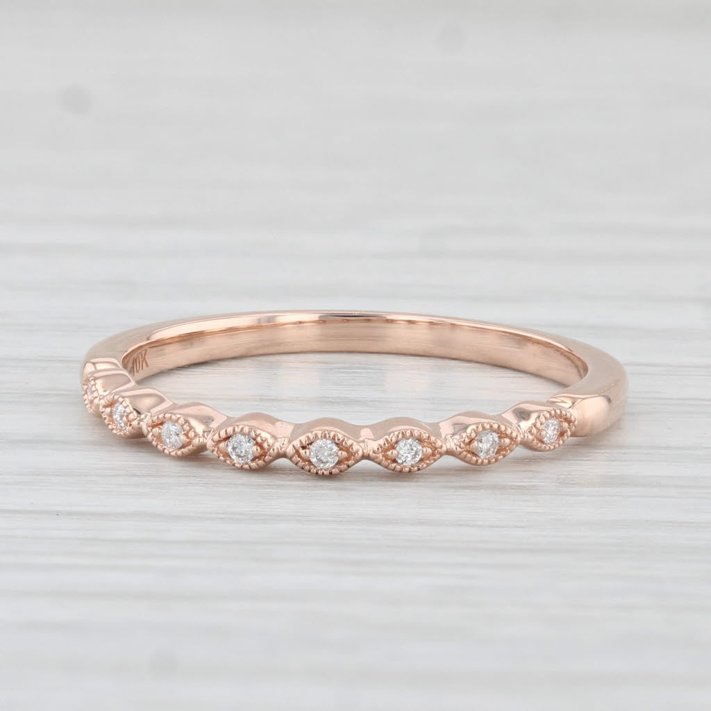 Light Gray Diamond Stackable Ring 10k Rose Gold Wedding Band Size 7