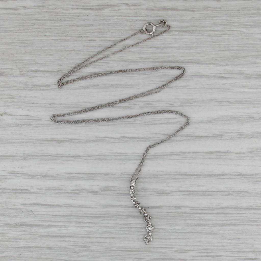 Diamond Journey Pendant Necklace 10k White Gold 18.5" Rope Chain