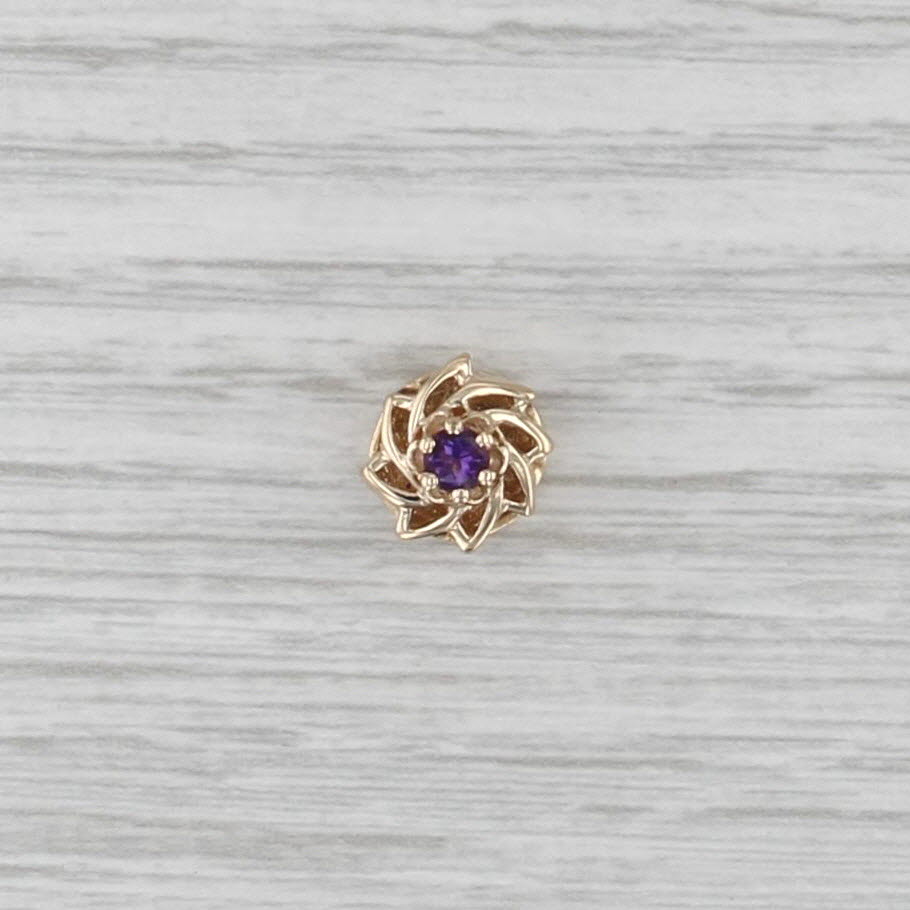 0.14ct Amethyst Flower Swirl Slide Bracelet Charm 14k Gold Archer Hallmark