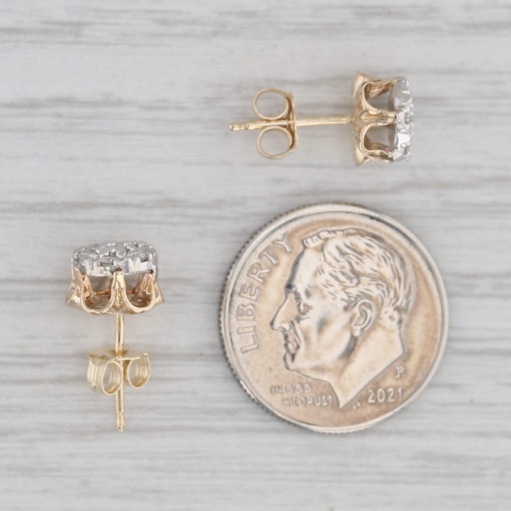 Gray 0.24ctw Diamond Cluster Stud Earrings 14k Gold Buttercup Flower