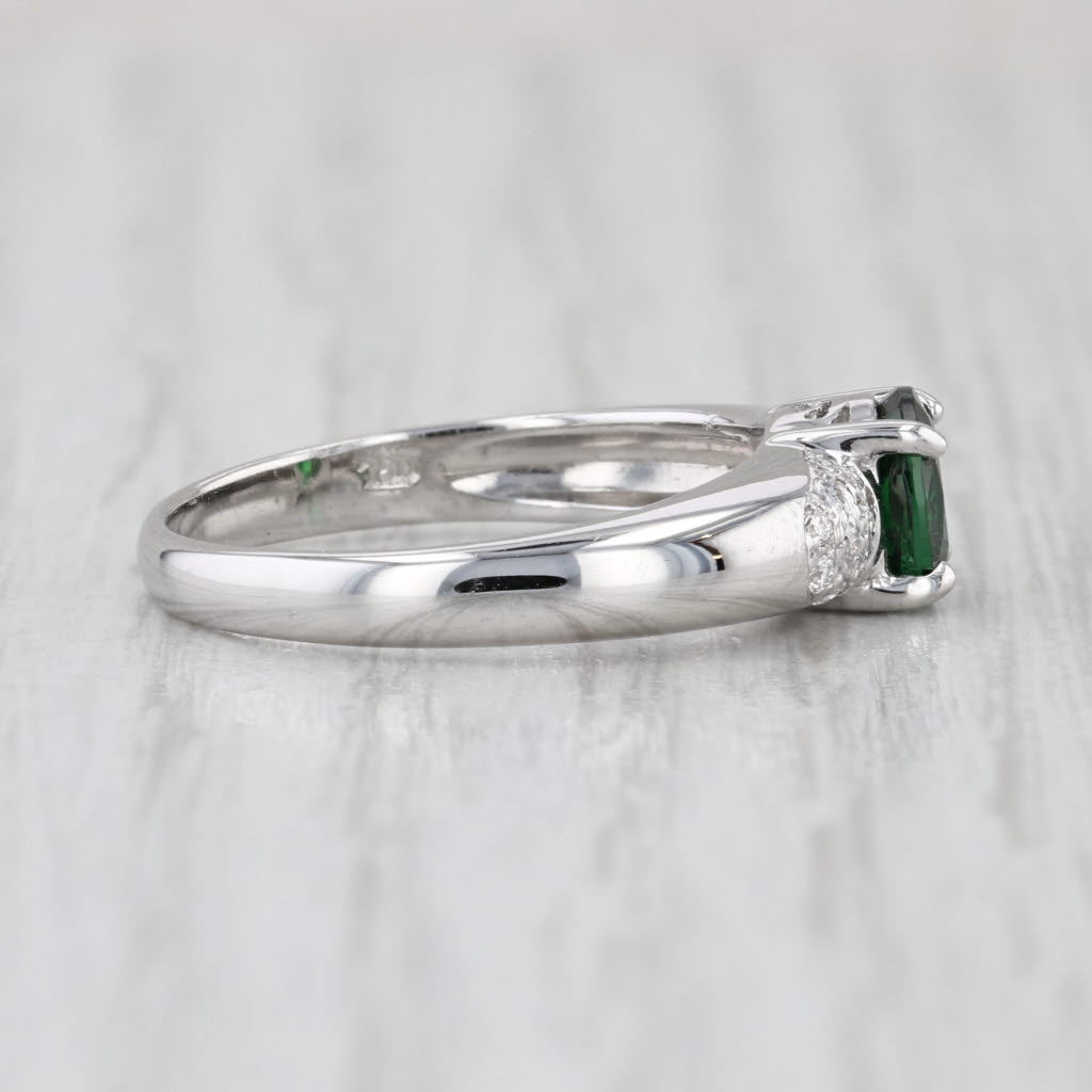 0.90ctw Green Tsavorite Garnet Diamond Ring 18k White Gold Size 6.75