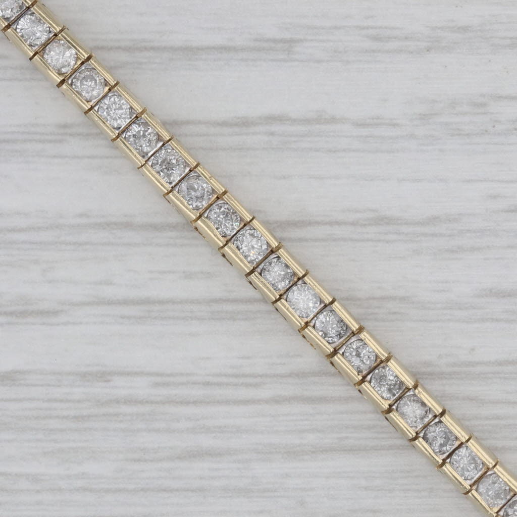 Gray 3.70ctw Diamond Tennis Bracelet 14k Yellow Gold 7" 4mm
