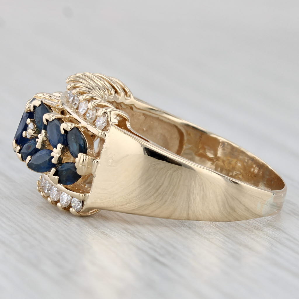 Gray 3.77ctw Blue Sapphire Diamond Ring 14k Yellow Gold Size 9.75 Cocktail