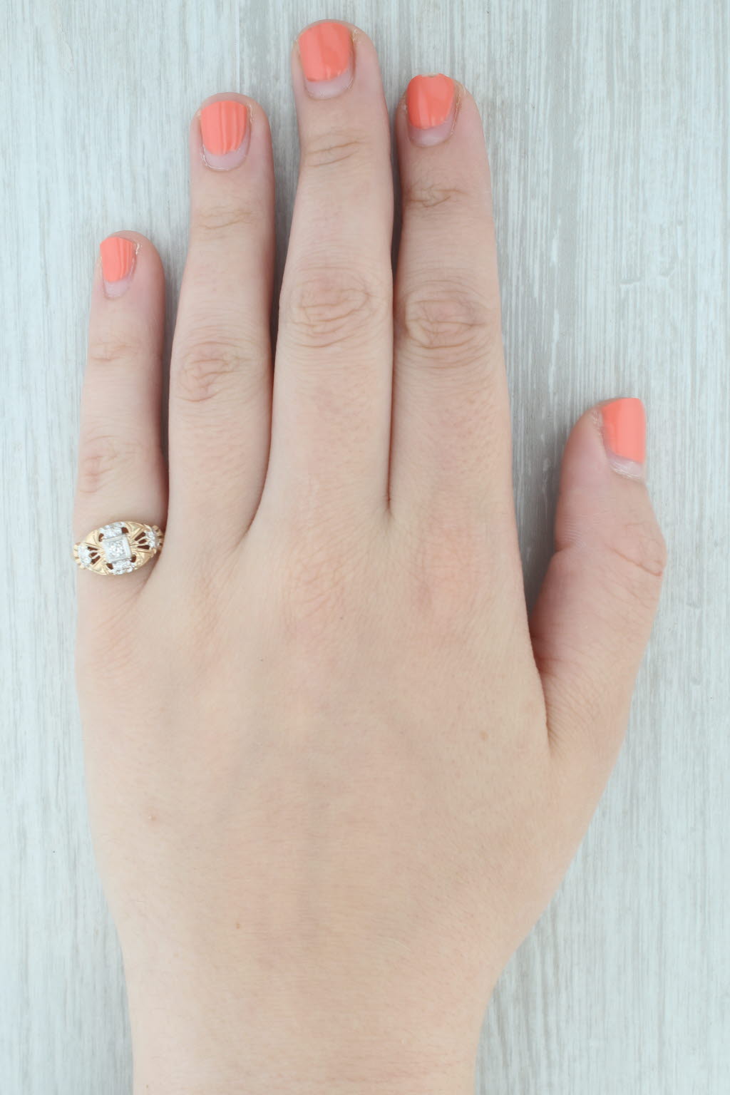 Vintage Diamond Ring 12k -13k Yellow Gold Size 6.75