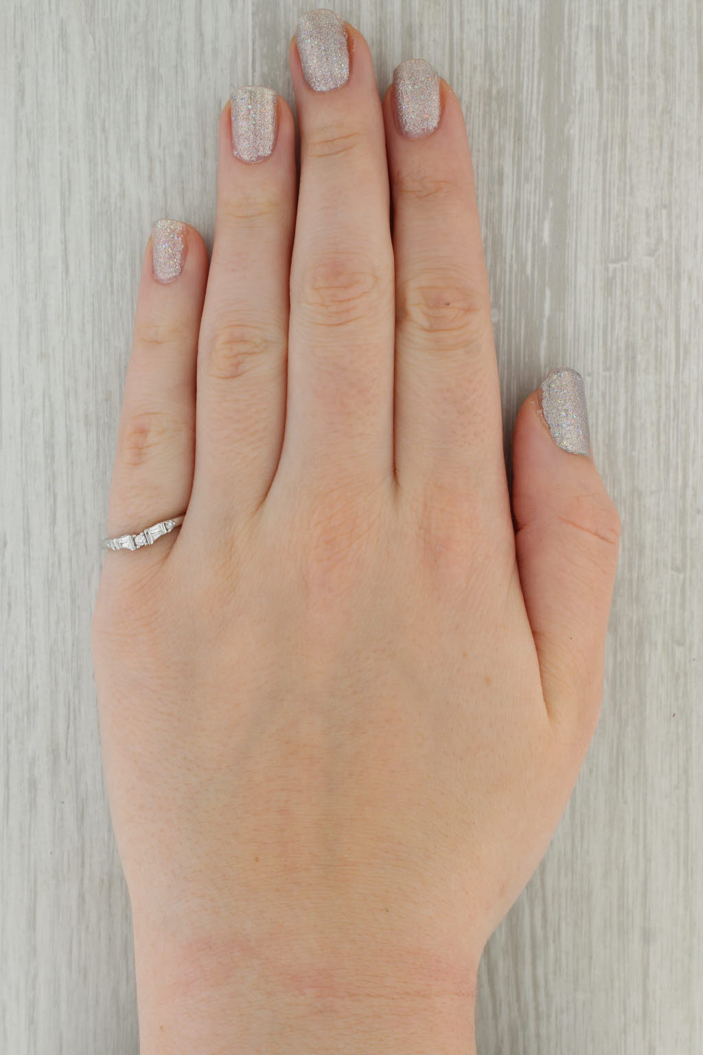 Dark Gray 0.17ctw Diamond Wedding Band 14k White Gold Size 6.75 Stackable Ring