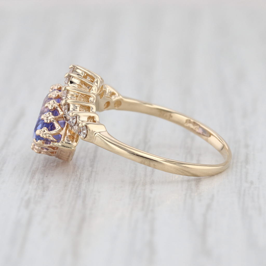 3.13ctw Tanzanite Diamond Contoured Ring 14k Yellow Gold Size 7