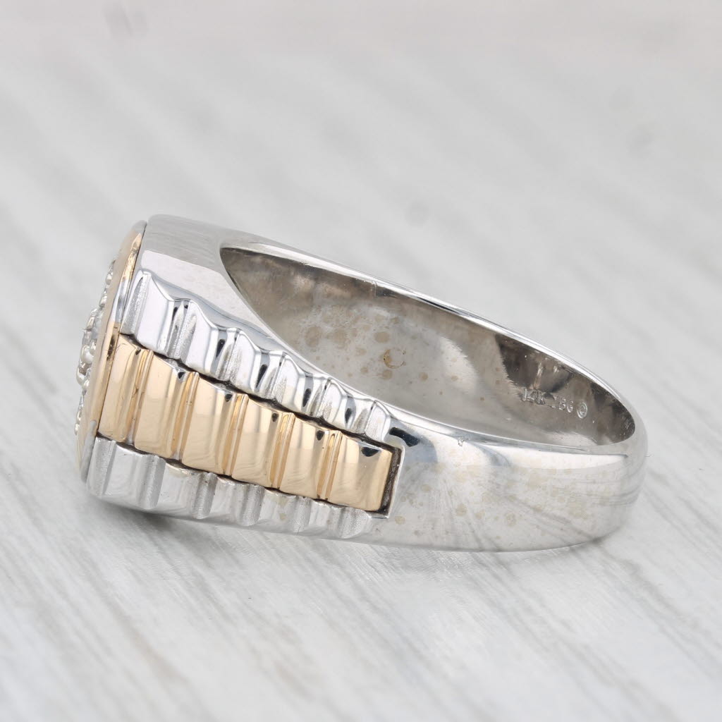 Light Gray 0.45ctw Diamond Cluster Ring 14k Yellow White Gold Size 10.25 Men's Signet