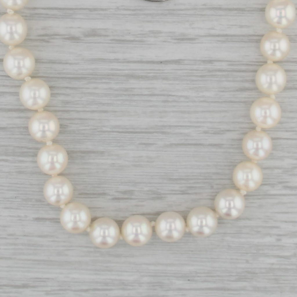Vintage Cultured Pearl Single Bead Strand Necklace 14k Yellow Gold 18"