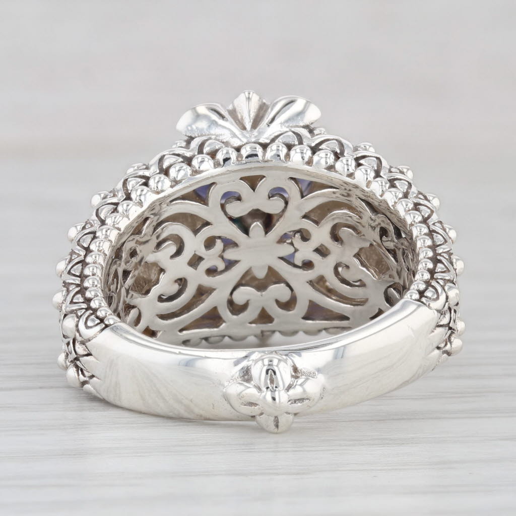 Light Gray Bixby 1.17ctw Iolite Topaz Flower Ring Sterling Silver 18k Gold Sz 9 Statement