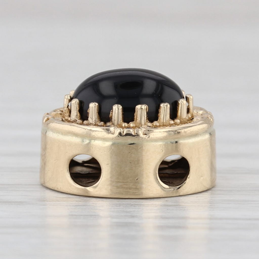 Vintage Onyx Cabochon Solitaire Slide Bracelet Charm 14k Yellow Gold Ornate