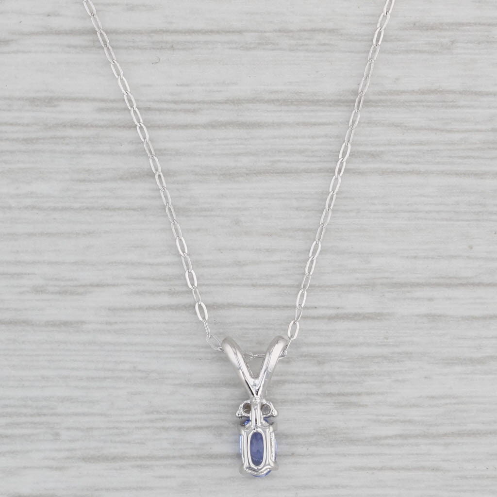 Gray 0.28ctw Oval Tanzanite Diamond Pendant Necklace 10k White Gold 18"