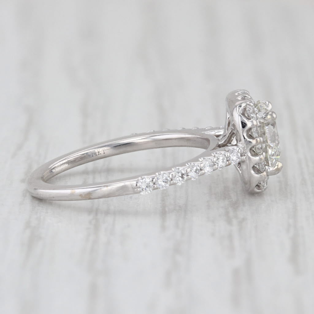 Ritani Cert GIA 1.69ctw Diamond Halo Engagement Ring 14k White Gold Size 5