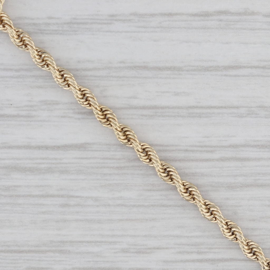 Gray Rope Chain Bracelet 14k Yellow Gold 6.5" 2.5mm