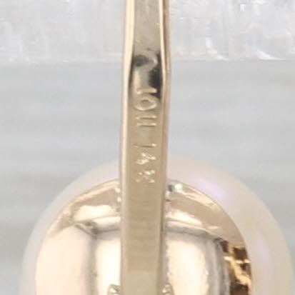 Cultured Pearl Button Drop Earrings 14k Yellow Gold Lever Backs