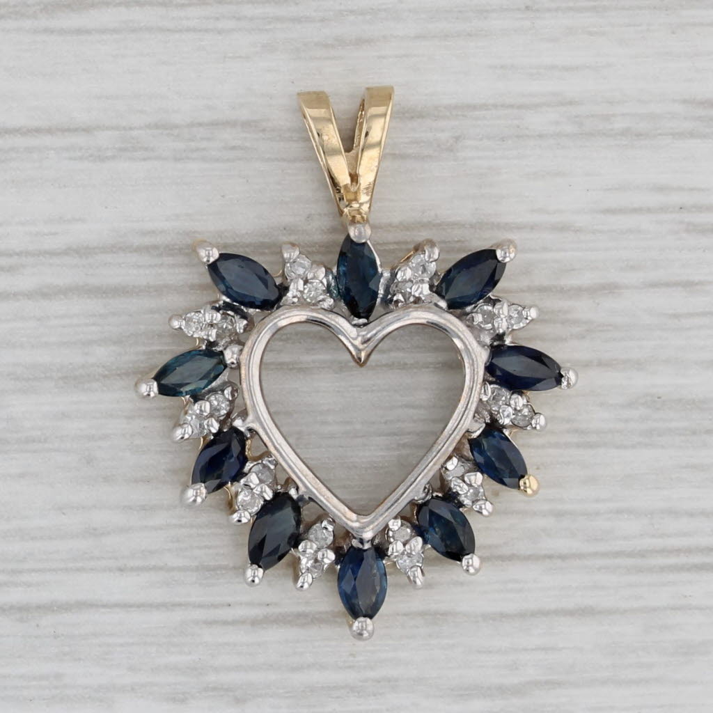 10k sapphire and diamond heart popular