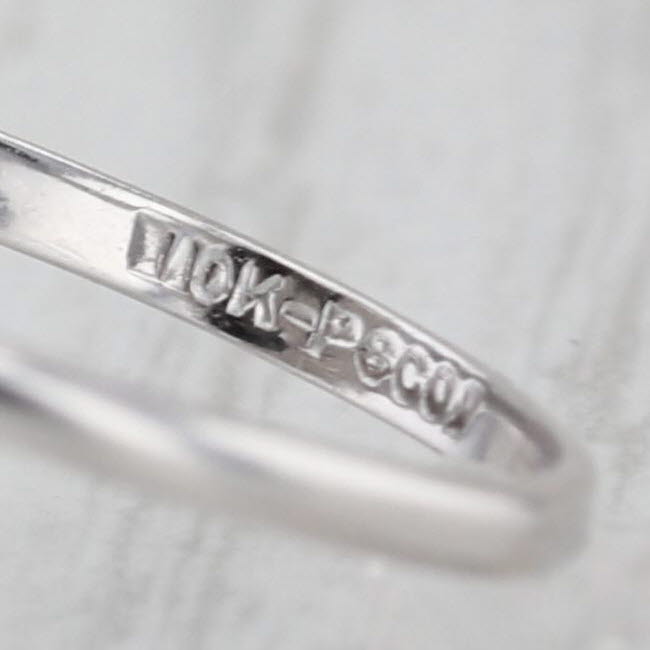 Vintage Onyx Diamond Signet Ring 10k White Gold Size 7