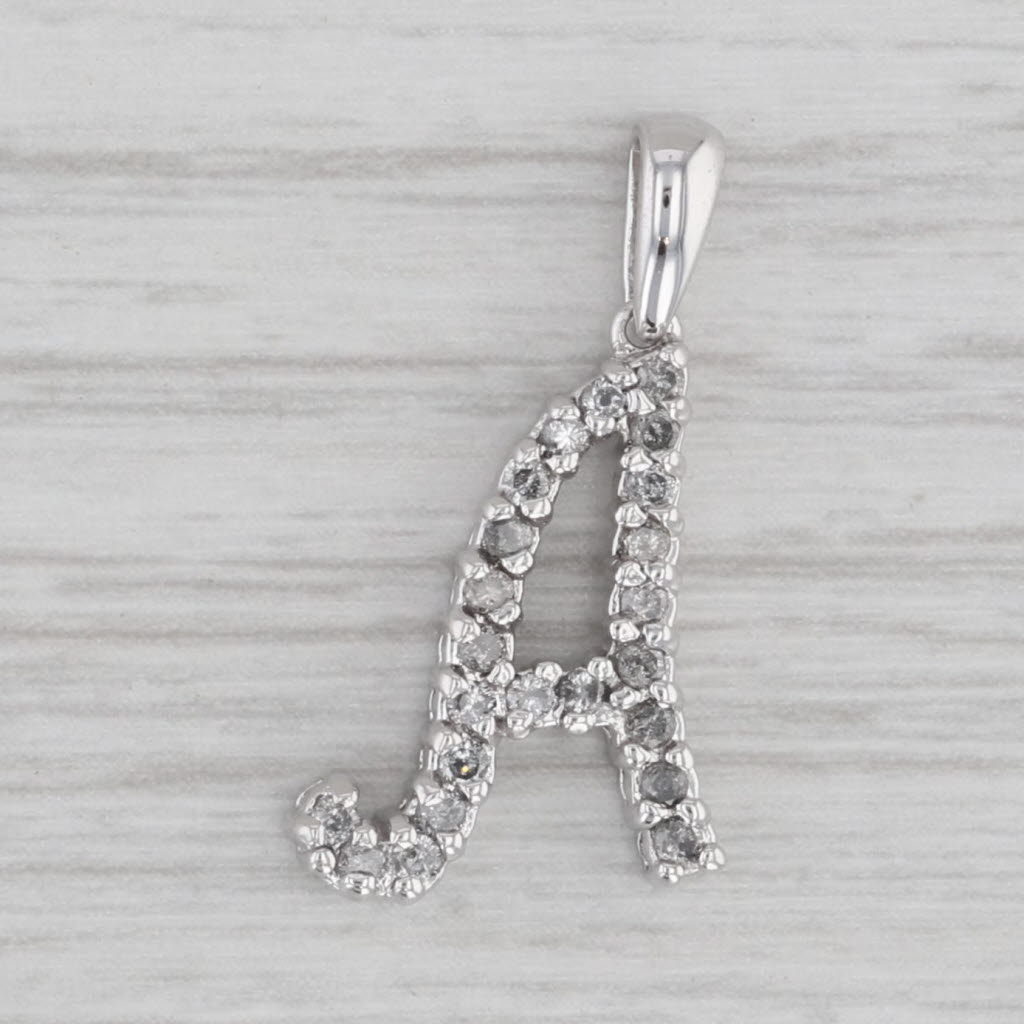 Gray 0.20ctw Diamond Letter Initial "A" Pendant 10k White Gold