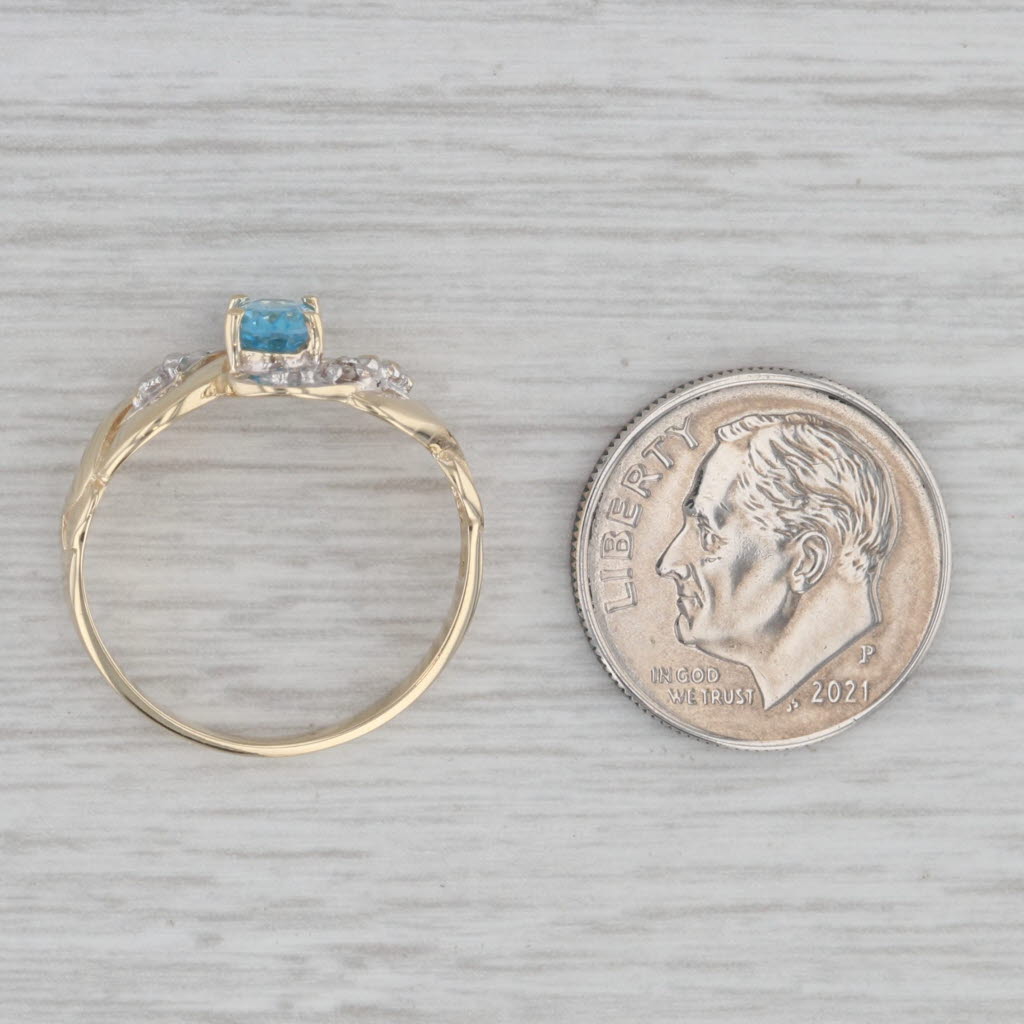 Gray 0.50ct Oval Blue Topaz Diamond Ring 10k Yellow Gold Size 7
