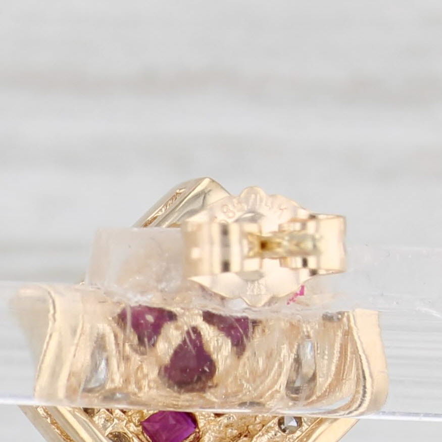 Light Gray 0.85ctw Ruby Diamond Halo Stud Earrings 14k Yellow Gold