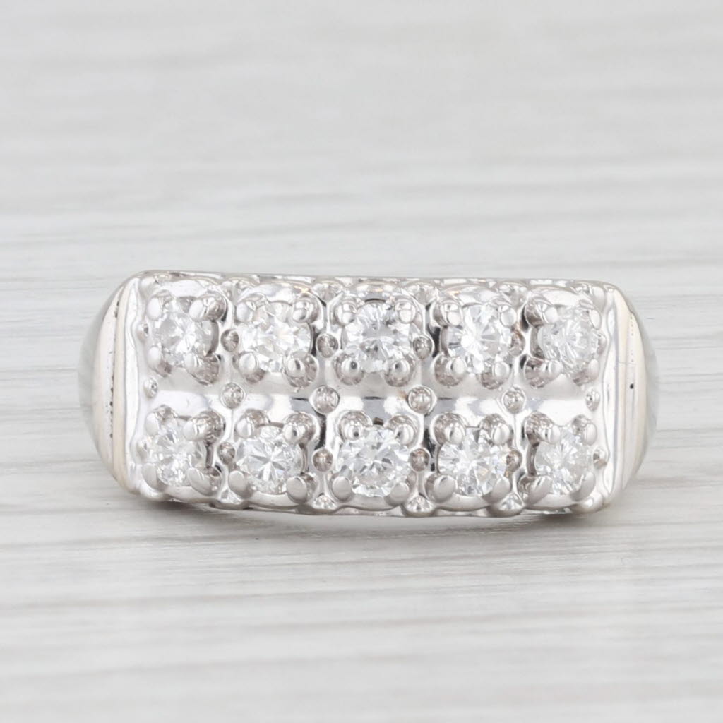 Light Gray Vintage 0.45ctw Diamond Ring 14k White Gold Size 6.25 Anniversary