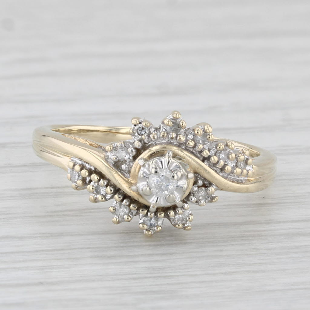 Light Gray 0.12ctw Diamond Engagement Ring 10k Yellow Gold Size 9 Bypass