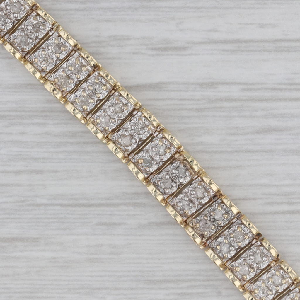 Gray 1.50ctw Diamond 10k Yellow White Gold Tennis Bracelet 7.75"
