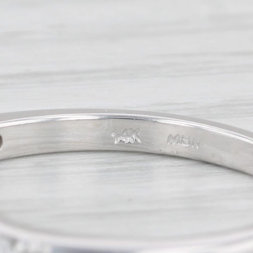Light Gray 0.20ctw Diamond Contoured Wedding Band Guard Ring 14k White Gold Size 6 Ring