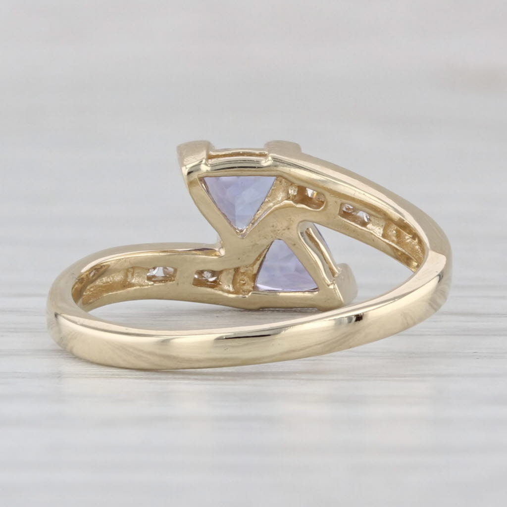 0.64ctw Tanzanite Diamond Bypass Ring 14k Yellow Gold Size 6.5