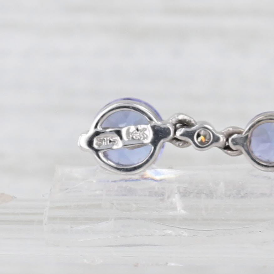 1.34ctw Tanzanite Diamond Journey Earrings 14k White Gold Pierced Drops