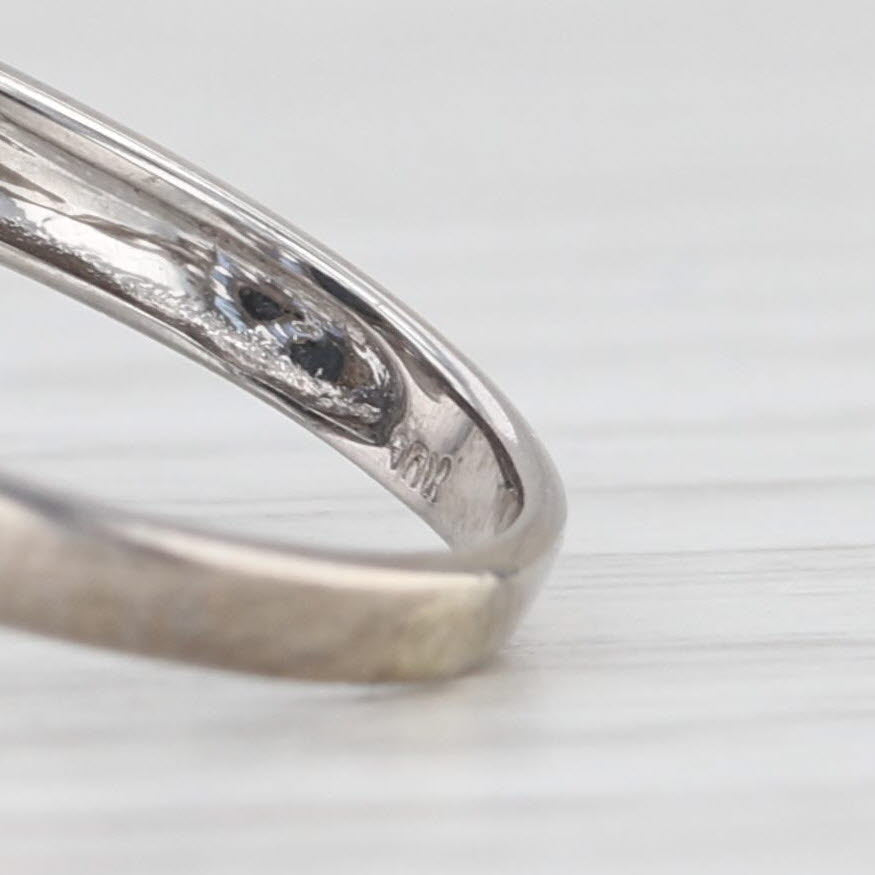 Light Gray Blue Cabochon Sapphire Zircon Halo Ring 10k White Gold Size 8