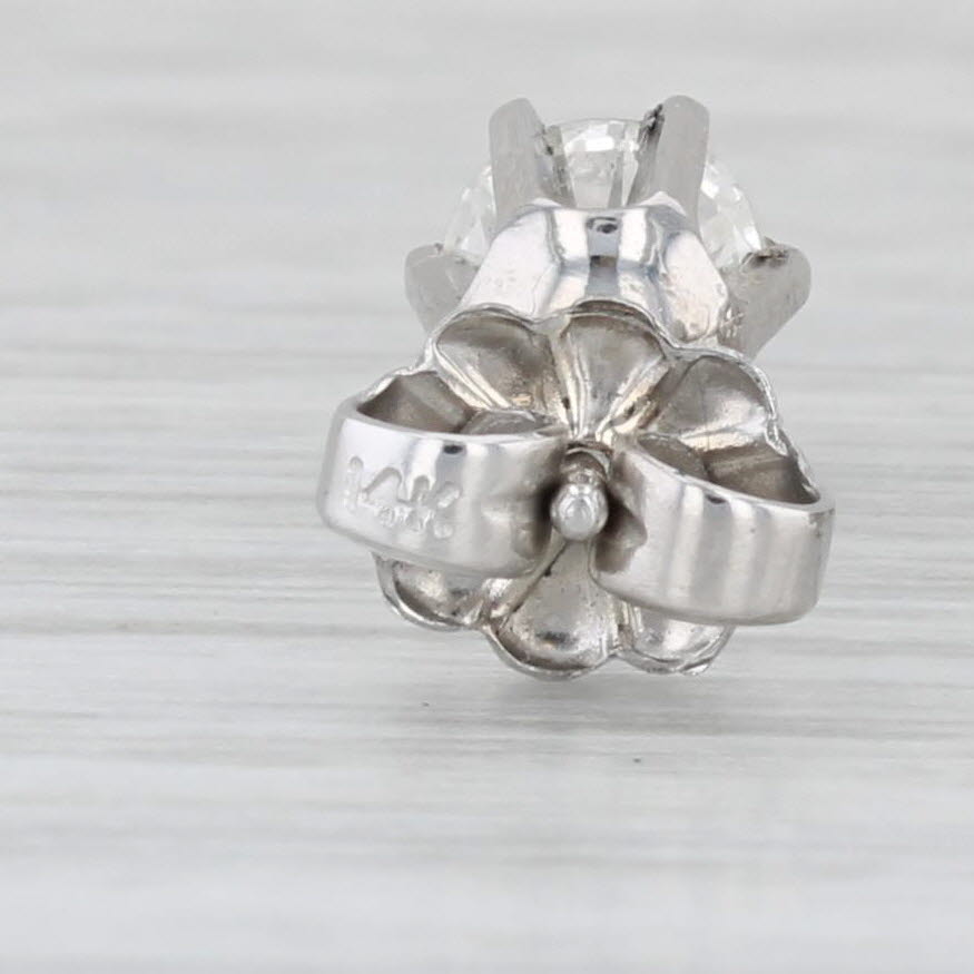 Light Gray 0.90ctw Round Diamond Solitaire Stud Earrings 14k White Gold