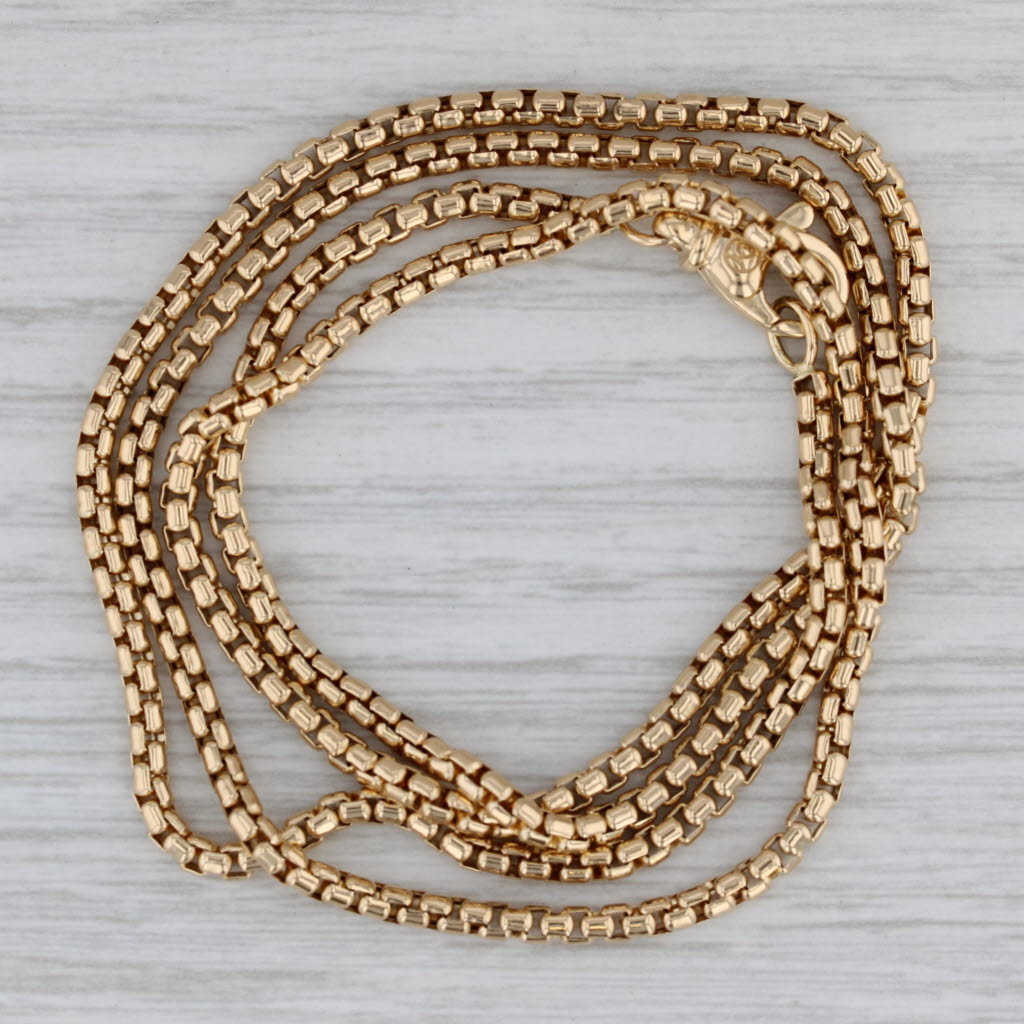 Gray David Yurman Box Chain Necklace 18k Yellow Gold 24" 2.7mm Lobster Clasp