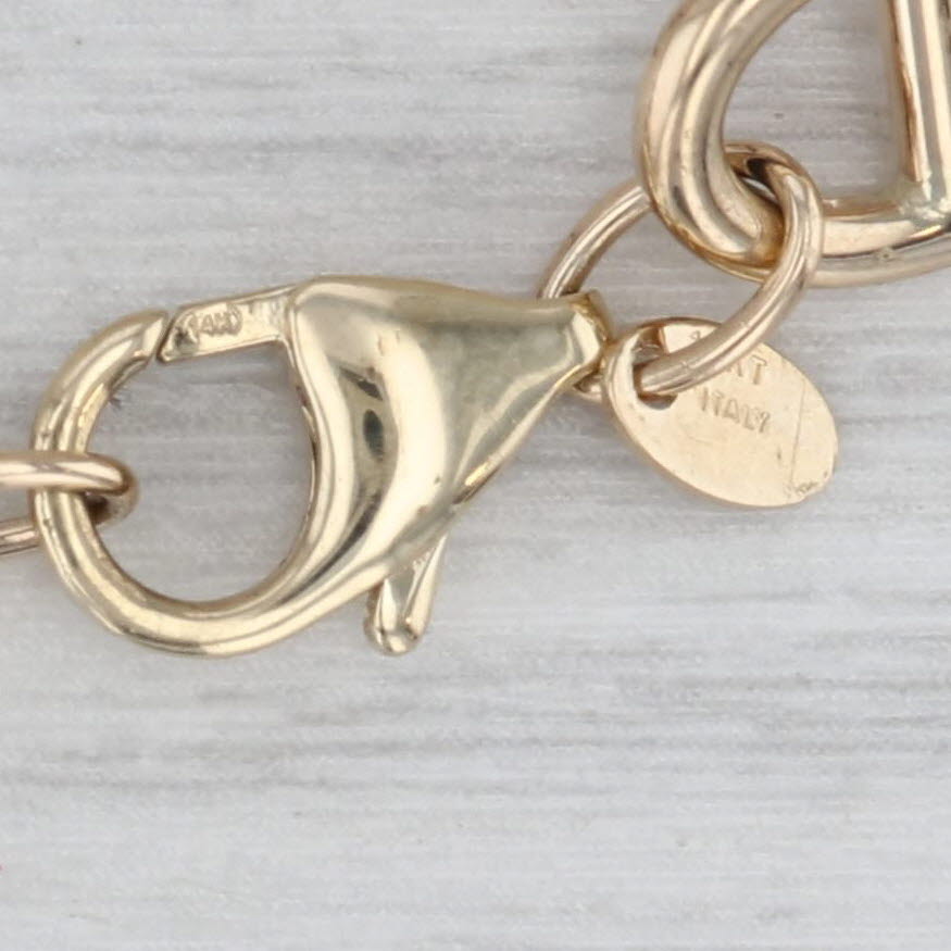 Gray Elongated Cable Mariner Chain Bracelet 14k Yellow Gold 7.5" 8.8mm