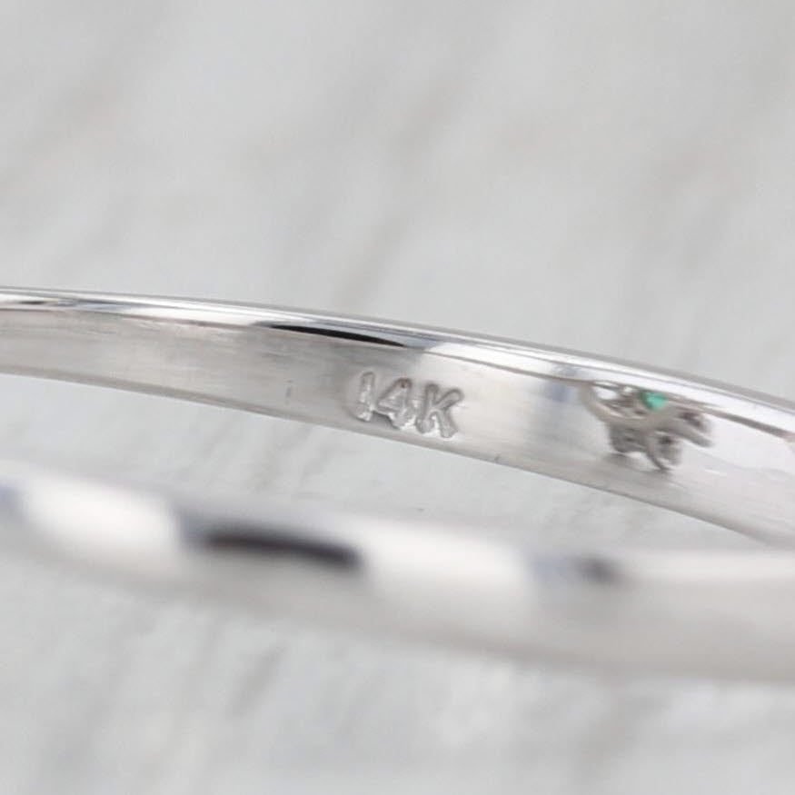 0.65ctw Emerald Diamond Halo Ring 14k White Gold Size 8.5 Cathedral Band