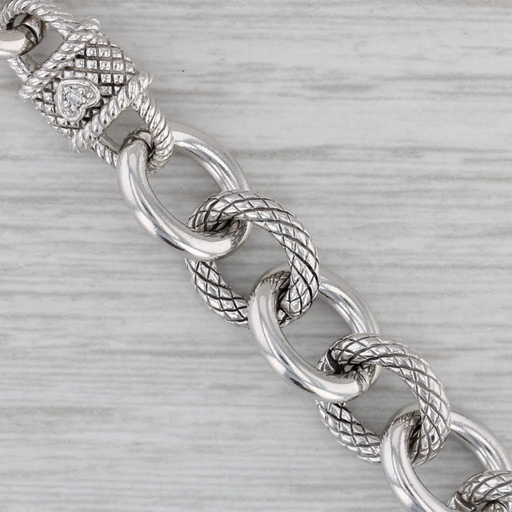 Gray 0.47ctw Cubic Zirconia Lock Charm Bracelet Sterling Silver Judith Ripka 7.25"