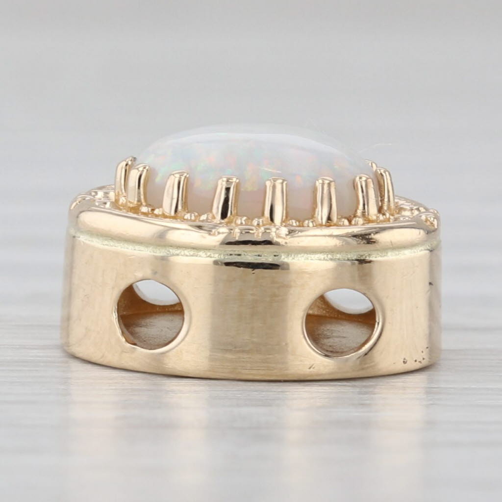 Opal Oval Cabochon Solitaire Slide Bracelet Charm 14k Yellow Gold Vintage