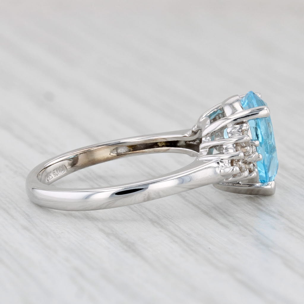 Light Gray 2.56ctw Pear Blue Topaz Diamond Ring 14k White Gold Size 6.75 Teardrop