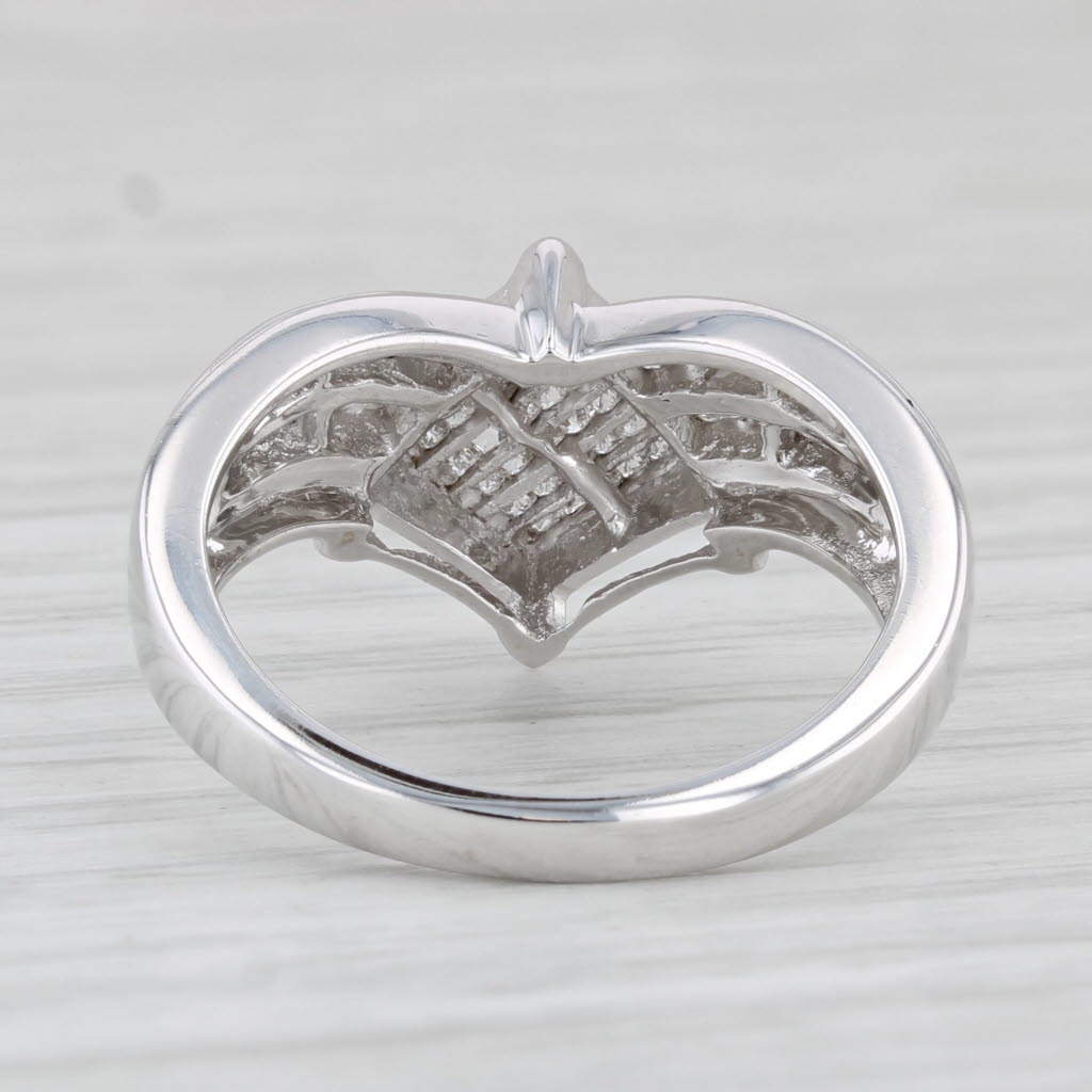 Light Gray 0.59ctw Diamond Ring 14k White Gold Size 7 Contoured V Enhancer