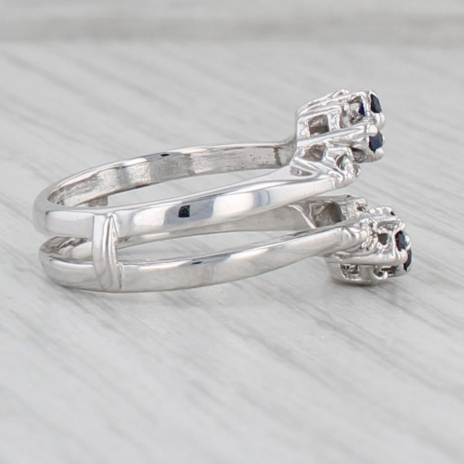 Gray 0.46ctw Blue Sapphire Diamond Ring Jacket Guard 14k White Gold Size 5.5 Wrap