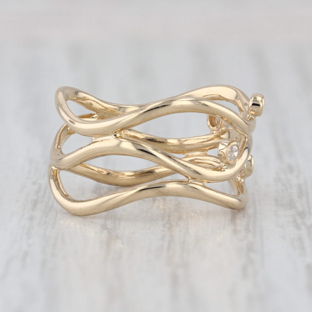 Diamond Orbit Contoured Bands Ring 14k Yellow Gold Size 6.25