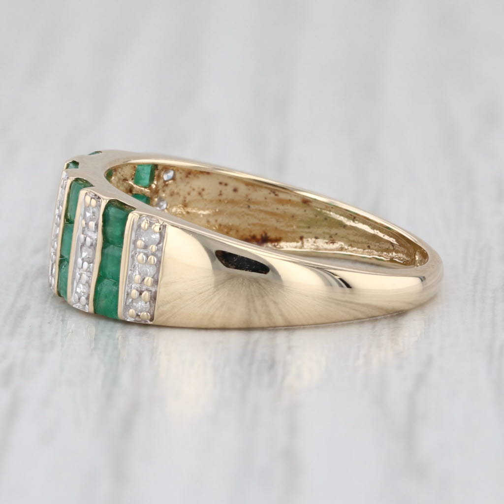 0.75ctw Emerald Diamond Ring 14k Yellow Gold Size 7.25 Stackable