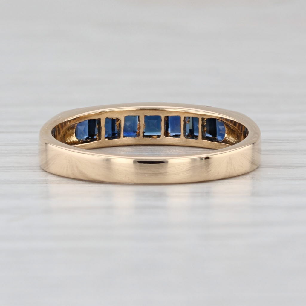 0.80ctw Blue Sapphire Ring 18k Yellow Gold Stackable Band Size 6.75