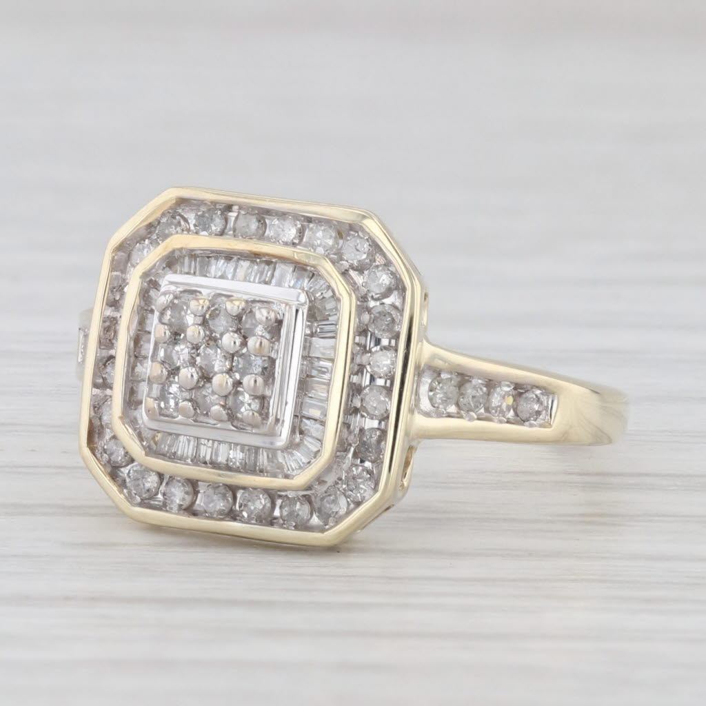 Light Gray 0.18ctw Diamond Cluster Halo Engagement Ring 10k Yellow Gold Size 7.25