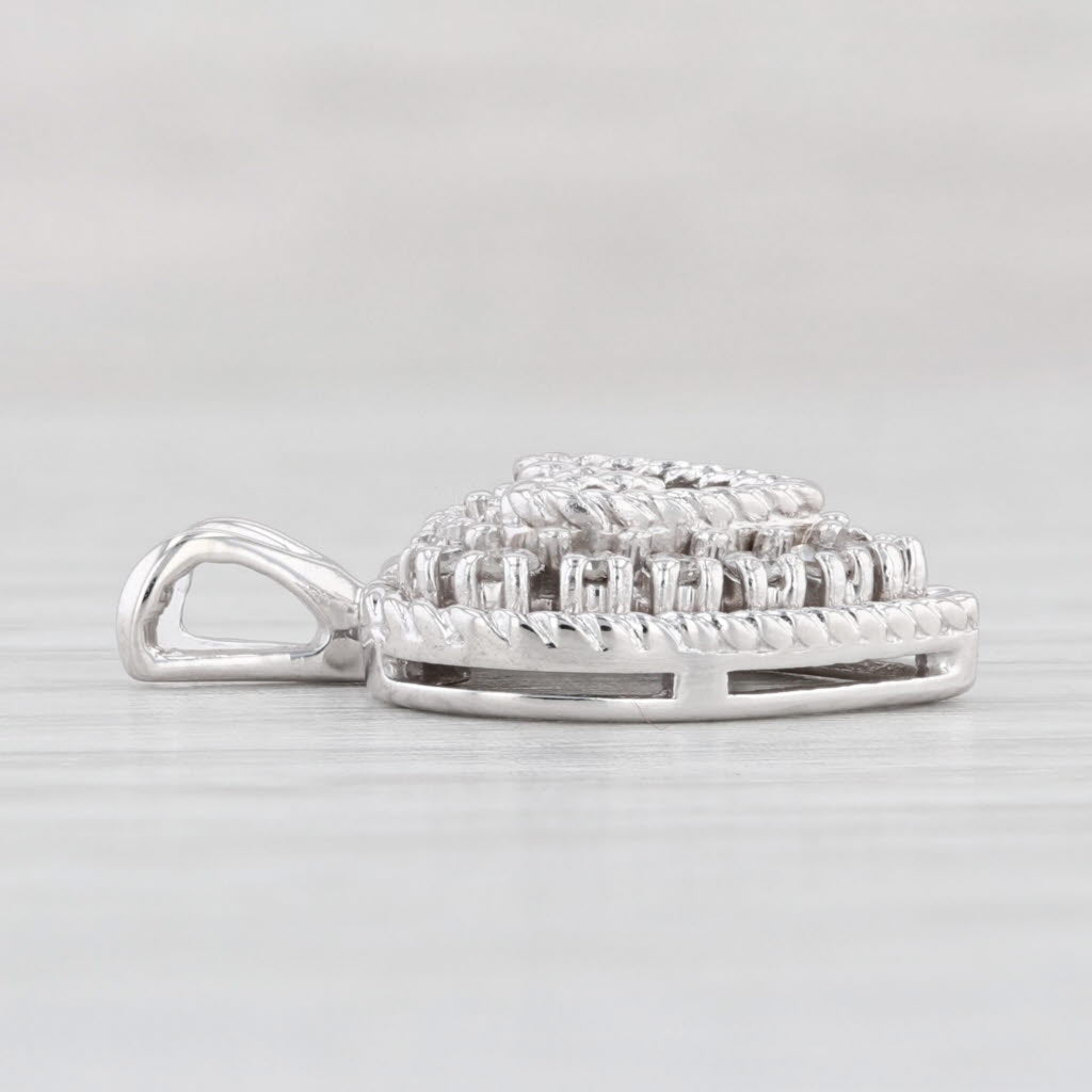 Light Gray 0.12ctw Diamond Open Heart Pendant 14k White Gold